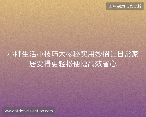 小胖生活小技巧大揭秘实用妙招让日常家居变得更轻松便捷高效省心 小胖生活小技巧大揭秘实用妙招让日常家居变得更轻松便捷高效省心